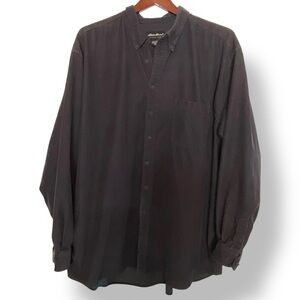 Eddie Bauer Men's Dark Gray Casual Corduroy Button Down Shirt Size XXXL TALL